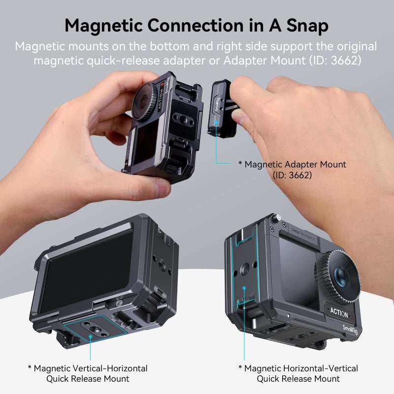SMALLRIG Action 3 Action 4 Camera Cage for DJI  Protective Cage Compatible for DJI Mic  Protective Frame for DJI Osmo Action 3 Action 4-4119B - Image 5